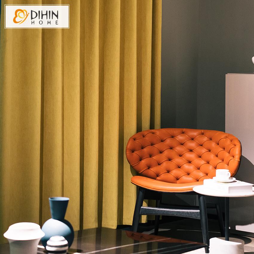 DIHIN HOME Luxury European Yellow Color Customized Curtains,Blackout Grommet Window Curtain for Living Room ,52x63-inch,1 Panel
