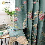 DIHIN HOME Luxury Green Embroidered Curtains,Blackout Curtains Grommet Window Curtain for Living Room ,52x84-inch,1 Panel