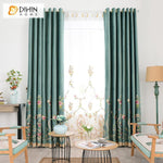 DIHIN HOME Luxury Green Embroidered Curtains,Blackout Curtains Grommet Window Curtain for Living Room ,52x84-inch,1 Panel