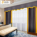 DIHINHOME Home Textile European Curtain DIHIN HOME Luxury Grey and Yellow Velvet Customized Valance ,Blackout Curtains Grommet Window Curtain for Living Room ,52x84-inch,1 Panel