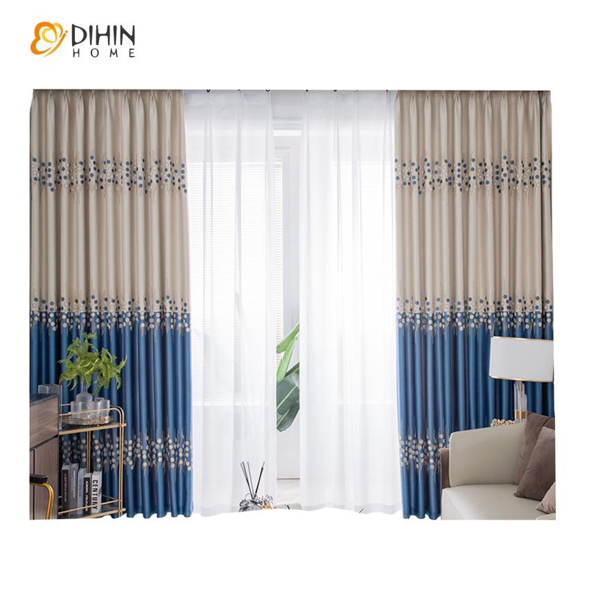 DIHINHOME Home Textile European Curtain DIHIN HOME Luxury High Precision Jacquard,Blackout Grommet Window Curtain for Living Room ,52x63-inch,1 Panel