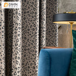 DIHINHOME Home Textile European Curtain DIHIN HOME Luxury Leopard Jacquard,Half Blackout Grommet Window Curtain for Living Room