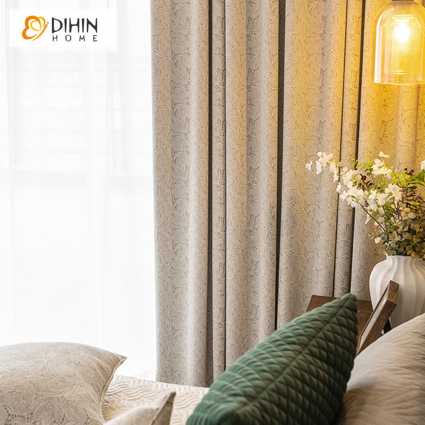 DIHINHOME Home Textile European Curtain DIHIN HOME Luxury Retro Jacquard Curtains,Blackout Grommet Window Curtain for Living Room ,52x63-inch,1 Panel
