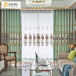DIHINHOME Home Textile European Curtain DIHIN HOME Luxury Roral Green Color Embroidered Curtains,Blackout Grommet Window Curtain for Living Room ,52x84-inch,1 Panel