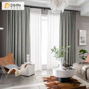 DIHINHOME Home Textile European Curtain DIHIN HOME Luxury Thickened High-precision Embroidered,Blackout Grommet Window Curtain for Living Room,52x63-inch,1 Panel