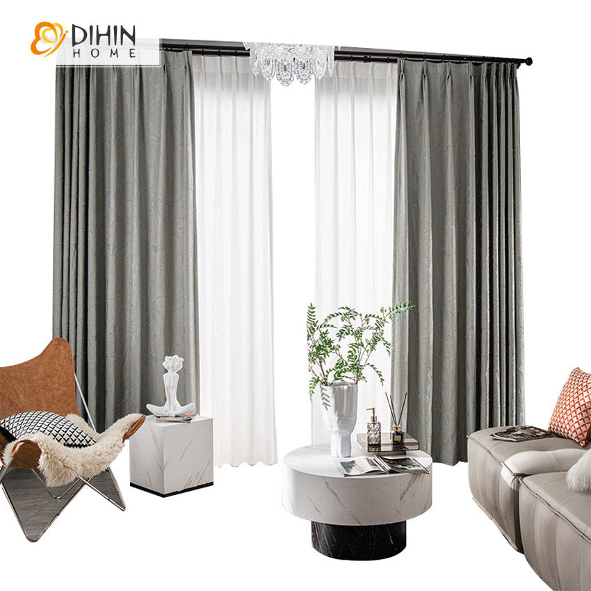 DIHINHOME Home Textile European Curtain DIHIN HOME Luxury Thickened High-precision Embroidered,Blackout Grommet Window Curtain for Living Room,52x63-inch,1 Panel