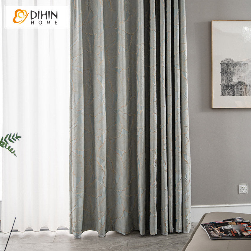 DIHINHOME Home Textile European Curtain DIHIN HOME Luxury Thickened High-precision Embroidered,Blackout Grommet Window Curtain for Living Room,52x63-inch,1 Panel