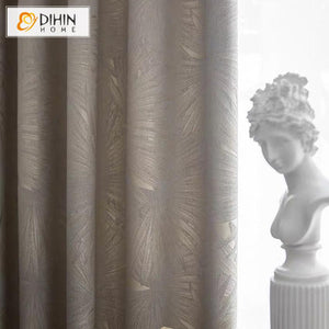 DIHINHOME Home Textile European Curtain DIHIN HOME Modern Abstract Leaf Jacquard,Blackout Grommet Window Curtain for Living Room ,52x63-inch,1 Panel