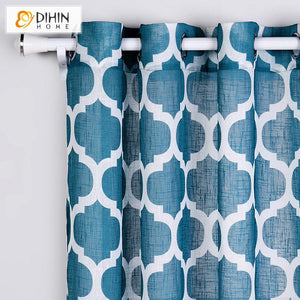 DIHIN HOME Modern Blue Circle Printed Curtains ,Blackout Grommet Window Curtain for Living Room ,52x63-inch,1 Panel