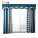 DIHINHOME Home Textile European Curtain DIHIN HOME Modern Blue Geometric Spilced Curtain With Valance ,Blackout Curtains Grommet Window Curtain for Living Room ,52x84-inch,1 Panel