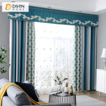 DIHINHOME Home Textile European Curtain DIHIN HOME Modern Blue Geometric Spilced Curtain With Valance ,Blackout Curtains Grommet Window Curtain for Living Room ,52x84-inch,1 Panel