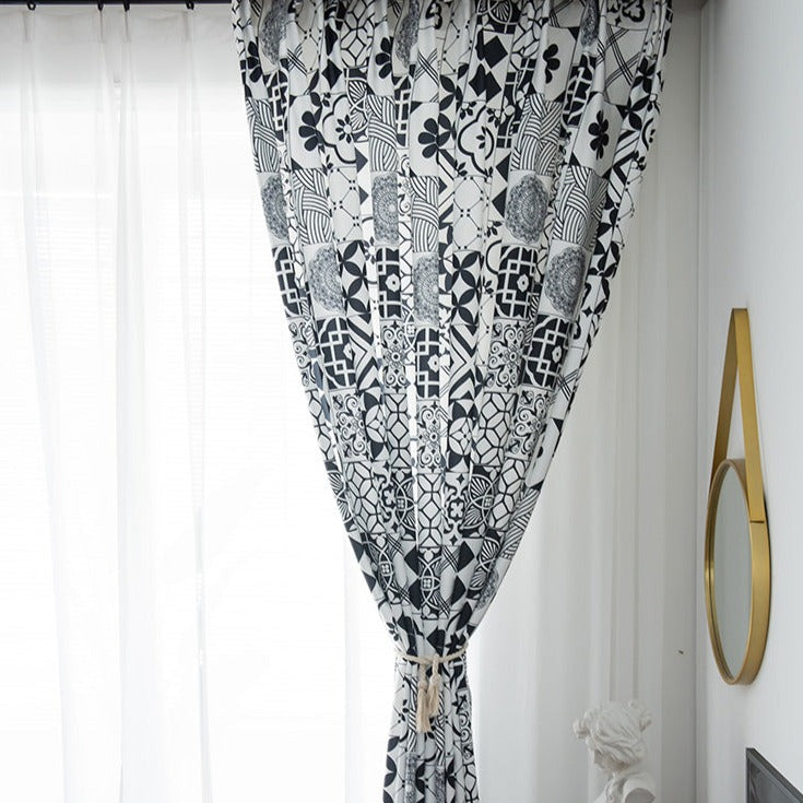 DIHINHOME Home Textile European Curtain DIHIN HOME Modern Geometric Printed,Blackout Grommet Window Curtain for Living Room ,52x63-inch,1 Panel