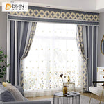 DIHINHOME Home Textile European Curtain DIHIN HOME Modern Geometric Spilced Curtain With Valance ,Blackout Curtains Grommet Window Curtain for Living Room ,52x84-inch,1 Panel