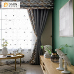 DIHIN HOME Modern Geometric Triangle Printed Curtain With Valance ,Blackout Curtains Grommet Window Curtain for Living Room ,52x84-inch,1 Panel