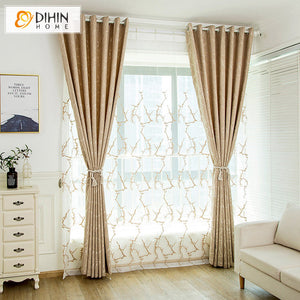 DIHINHOME Home Textile European Curtain DIHIN HOME Modern Irregular Lines Jacquard Curtains,Grommet Window Curtain for Living Room ,52x63-inch,1 Panel