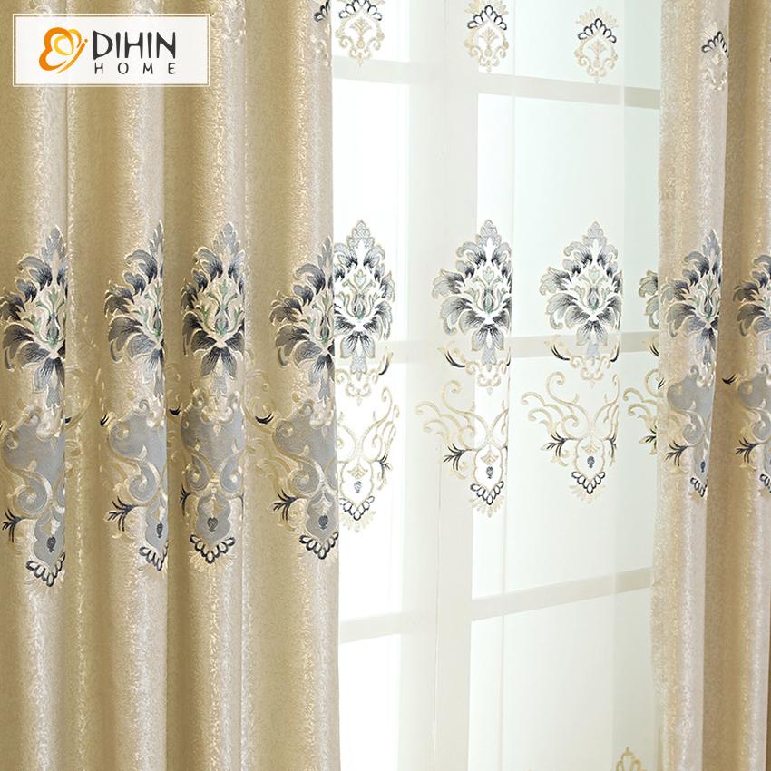 DIHIN HOME Modern Jacquard Curtain Luxury Valance,Blackout Curtains Grommet Window Curtain for Living Room ,52x84-inch,1 Panel