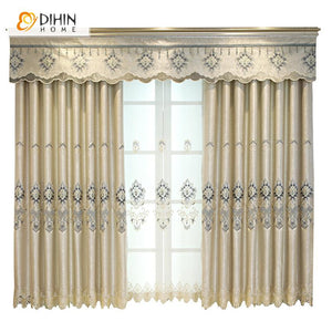 DIHIN HOME Modern Jacquard Curtain Luxury Valance,Blackout Curtains Grommet Window Curtain for Living Room ,52x84-inch,1 Panel