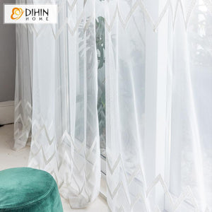 DIHIN HOME Modern Luxury Curtains With Embroidered Lace,Blackout Grommet Window Curtain for Living Room ,52x63-inch,1 Panel