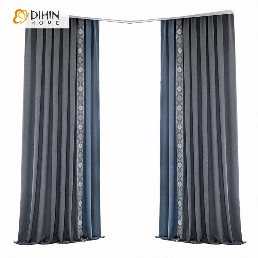 DIHIN HOME Modern Luxury Curtains With Embroidered Lace,Blackout Grommet Window Curtain for Living Room ,52x63-inch,1 Panel