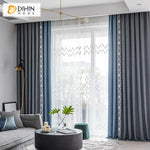 DIHIN HOME Modern Luxury Curtains With Embroidered Lace,Blackout Grommet Window Curtain for Living Room ,52x63-inch,1 Panel
