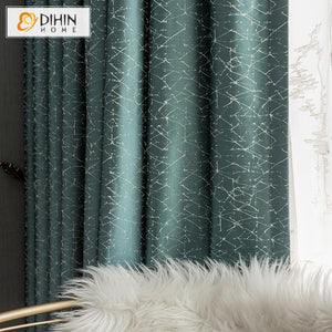 DIHINHOME Home Textile European Curtain DIHIN HOME Modern Retro Abstract Lines High Precision Jacquard,Blackout Grommet Window Curtain for Living Room ,52x63-inch,1 Panel