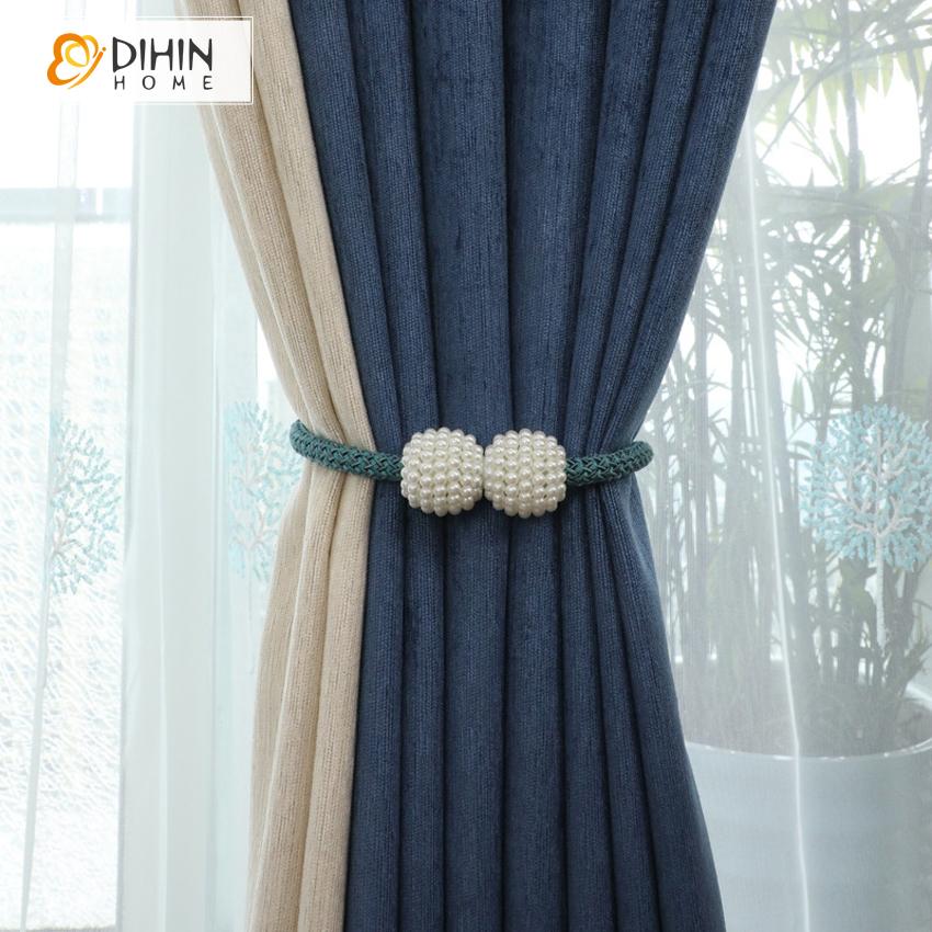 DIHIN HOME Modern Spliced Curtain High Quality Valance ,Blackout Curtains Grommet Window Curtain for Living Room ,52x84-inch,1 Panel