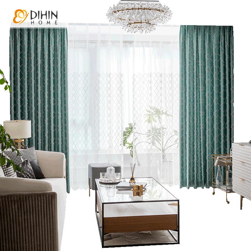 DIHINHOME Home Textile European Curtain DIHIN HOME Modern Striped Curtains High Precision Jacquard,Blackout Grommet Window Curtain for Living Room ,52x63-inch,1 Panel