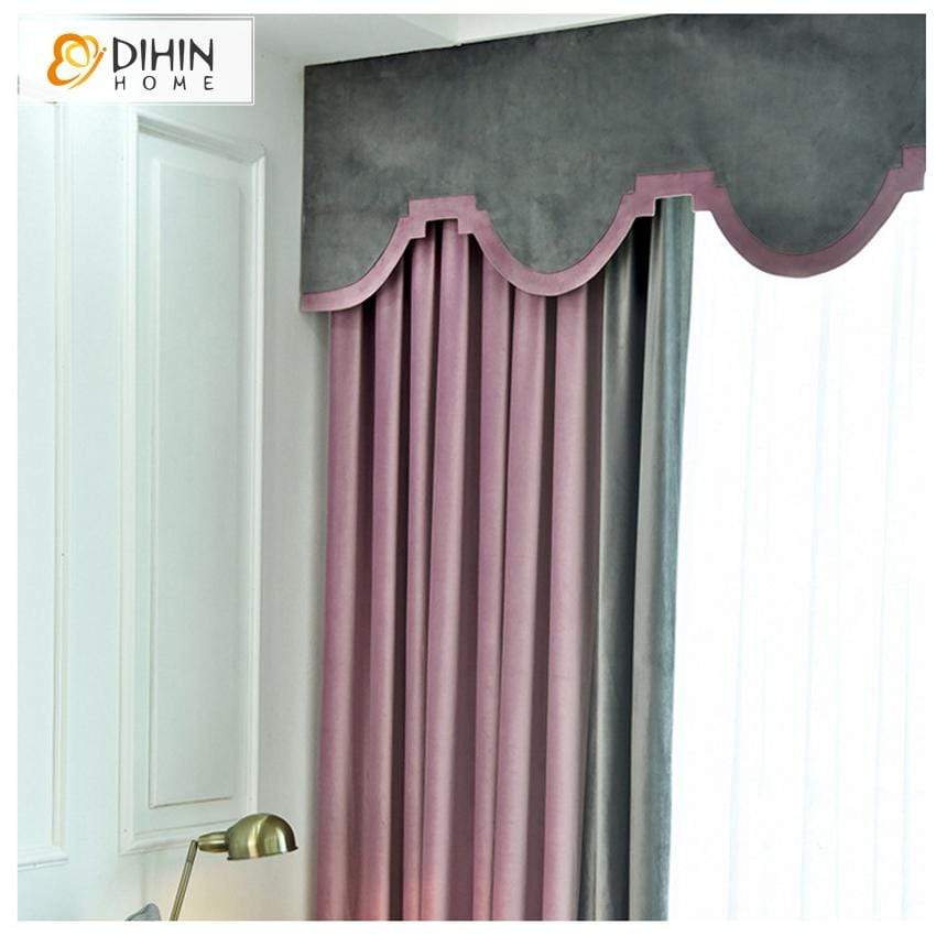 DIHINHOME Home Textile European Curtain DIHIN HOME Modern Velvet Fabric Customized Valance ,Blackout Curtains Grommet Window Curtain for Living Room ,52x84-inch,1 Panel