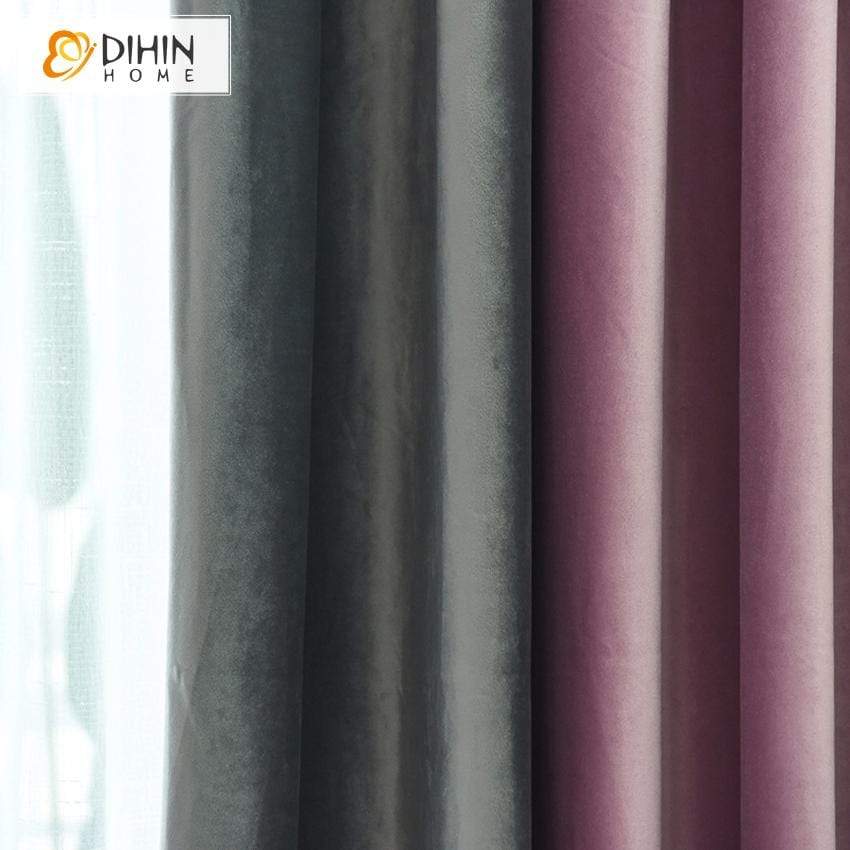 DIHINHOME Home Textile European Curtain DIHIN HOME Modern Velvet Fabric Customized Valance ,Blackout Curtains Grommet Window Curtain for Living Room ,52x84-inch,1 Panel