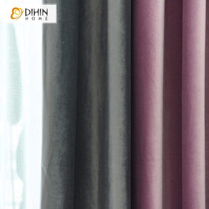 DIHINHOME Home Textile European Curtain DIHIN HOME Modern Velvet Fabric Customized Valance ,Blackout Curtains Grommet Window Curtain for Living Room ,52x84-inch,1 Panel