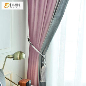 DIHINHOME Home Textile European Curtain DIHIN HOME Modern Velvet Fabric Customized Valance ,Blackout Curtains Grommet Window Curtain for Living Room ,52x84-inch,1 Panel