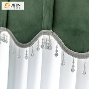 DIHIN HOME Modern White and Green Color Customized Valance ,Blackout Curtains Grommet Window Curtain for Living Room ,52x84-inch,1 Panel