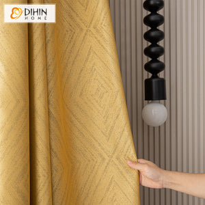 DIHINHOME Home Textile European Curtain DIHIN HOME Modern Yellow Jacquard Curtain,Blackout Grommet Window Curtain for Living Room,1 Panel