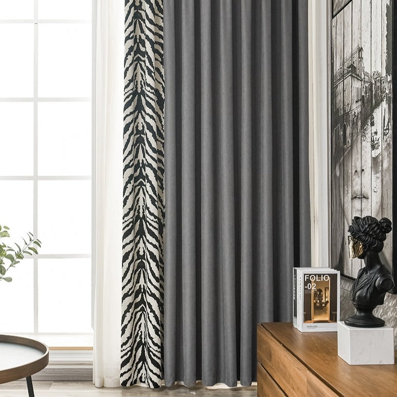 DIHINHOME Home Textile European Curtain DIHIN HOME Modern Zebra Pattern Printed,Blackout Grommet Window Curtain for Living Room ,52x63-inch,1 Panel