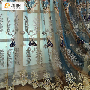 DIHIN HOME New Arrival Embroidered Curtain ,Blackout Curtains Grommet Window Curtain for Living Room ,52x84-inch,1 Panel