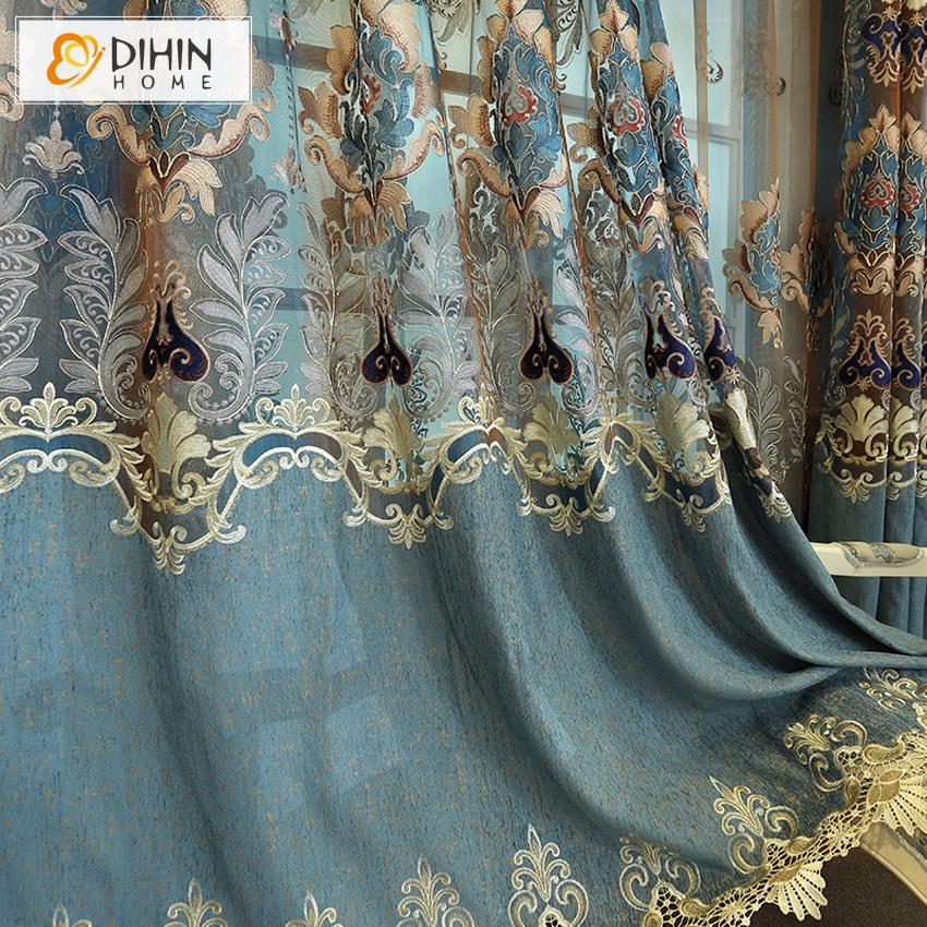 DIHIN HOME New Arrival Embroidered Curtain ,Blackout Curtains Grommet Window Curtain for Living Room ,52x84-inch,1 Panel