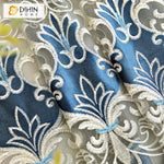 DIHIN HOME New Arrival European Blue Color Embroidered Curtains Roral Valance ,Blackout Curtains Grommet Window Curtain for Living Room ,52x84-inch,1 Panel