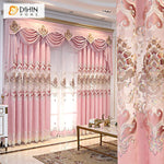 DIHIN HOME New Arrival Pink Color Embroidered Curtain Customized Valance ,Blackout Curtains Grommet Window Curtain for Living Room ,52x84-inch,1 Panel