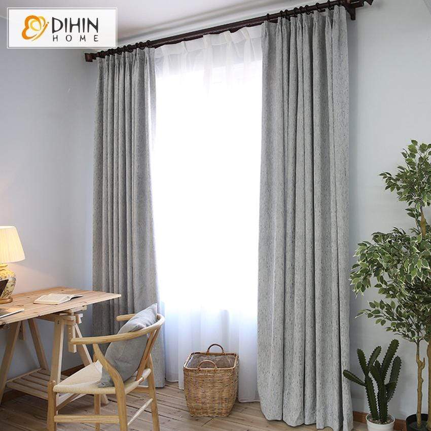 DIHINHOME Home Textile European Curtain DIHIN HOME Ordinary Grey Printed,Blackout Curtains Grommet Window Curtain for Living Room ,52x84-inch,1 Panel