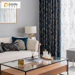 DIHINHOME Home Textile European Curtain DIHIN HOME Pastoral Blue Leaves High Precision Jacquard,Blackout Grommet Window Curtain for Living Room ,52x63-inch,1 Panel