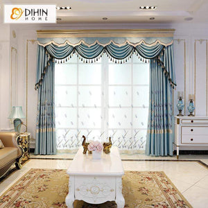 DIHINHOME Home Textile European Curtain DIHIN HOME Pastoral High Quality Embroidered Valance ,Blackout Curtains Grommet Window Curtain for Living Room ,52x84-inch,1 Panel