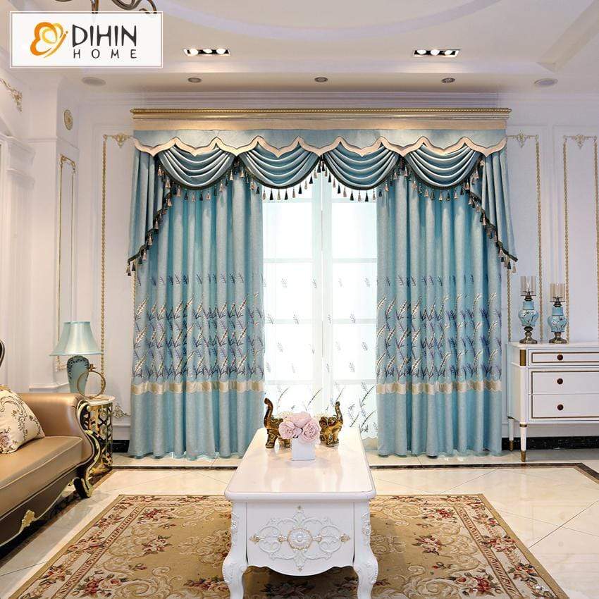 DIHINHOME Home Textile European Curtain DIHIN HOME Pastoral High Quality Embroidered Valance ,Blackout Curtains Grommet Window Curtain for Living Room ,52x84-inch,1 Panel