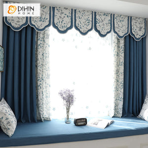 DIHIN HOME Pastoral Leaves Printed Valance ,Blackout Curtains Grommet Window Curtain for Living Room ,52x84-inch,1 Panel
