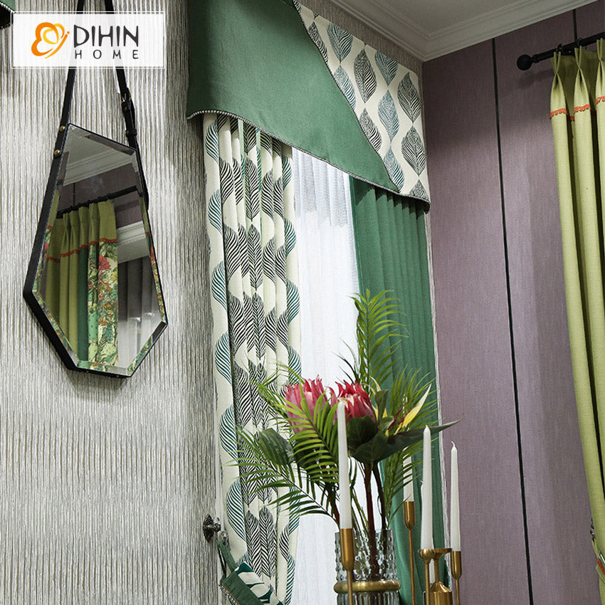 DIHINHOME Home Textile European Curtain DIHIN HOME Pastoral Natural Leaves Printing,Blackout Curtains Grommet Window Curtain for Living Room ,52x84-inch,1 Panel