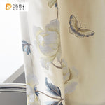 DIHIN HOME Pastoral Peony High Precision Imitation Silk Embroidered Curtains,Blackout Grommet Window Curtain for Living Room ,52x63-inch,1 Panel