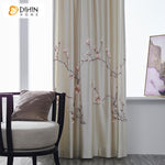 DIHIN HOME Pastoral Wintersweet High Precision Imitation Silk Embroidered Curtains,Blackout Grommet Window Curtain for Living Room ,52x63-inch,1 Panel