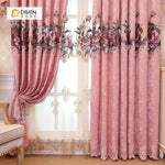 DIHINHOME Home Textile European Curtain DIHIN HOME Pink Luxury Embroidered Valance ,Blackout Curtains Grommet Window Curtain for Living Room ,52x84-inch,1 Panel