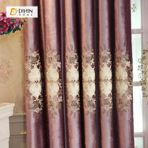 DIHINHOME Home Textile European Curtain DIHIN HOME Purple Embroidered,Blackout Curtains Grommet Window Curtain for Living Room ,52x84-inch,1 Panel