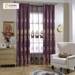 DIHINHOME Home Textile European Curtain DIHIN HOME Purple Luxurious Embroidered,Chenille,Blackout Grommet Window Curtain for Living Room ,52x63-inch,1 Panel