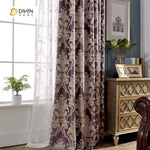 DIHINHOME Home Textile European Curtain DIHIN HOME Purple Printed ,Cotton Linen ,Blackout Grommet Window Curtain for Living Room ,52x63-inch,1 Panel